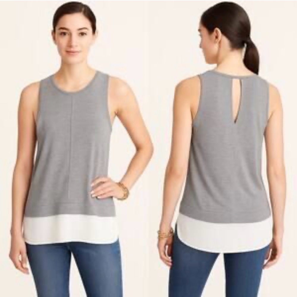J. Crew Gray and White Sleeveless Tank Top